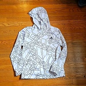 Boys Adidas large (14-16) hoodie pullover black white logo